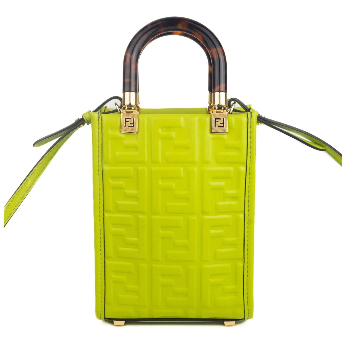 Fendi FF Zucca Mini Sunshine Shopper Tote Crossbody Bag Green Leather - Handbags - Clayton's Online Store