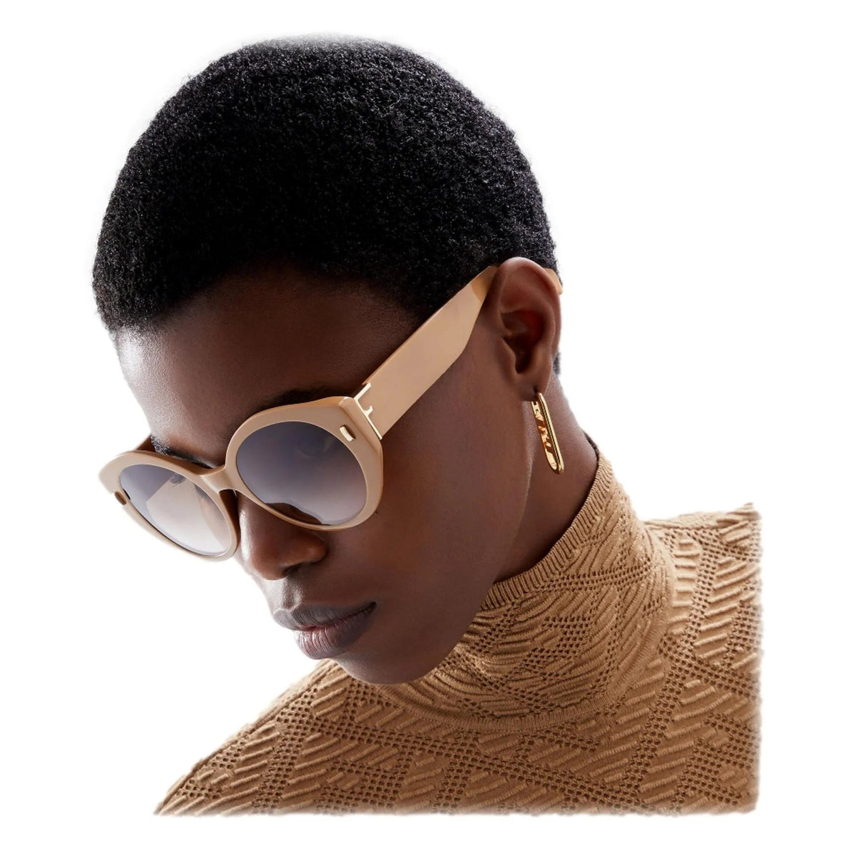 Fendi First Dark Beige Acetate Round Frame Tinted Sunglasses - Sunglasses - Clayton's Online Store