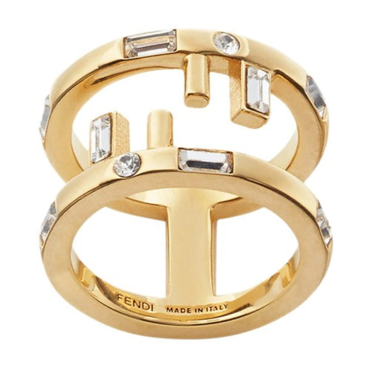 Fendi First Gold Finish Metal and White Crystal Small Fashion Ring - Jewelry - Clayton's Online Store