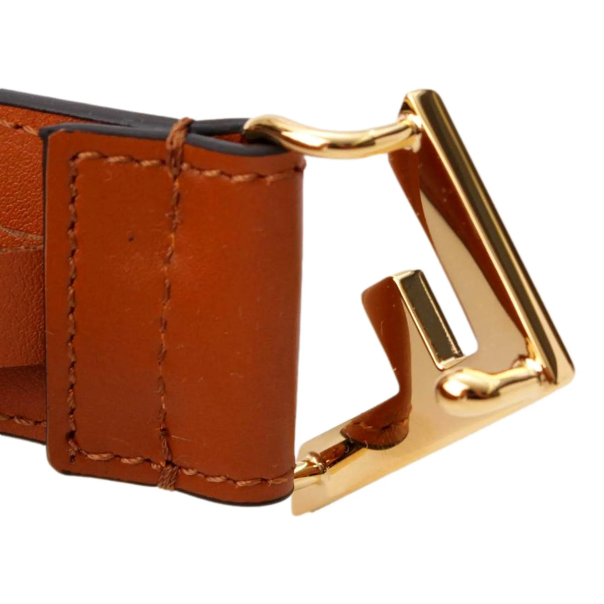 Fendi First Gold Logo Cuoio Brown Calf Leather Belt Size 90 - Belts - Clayton's Online Store