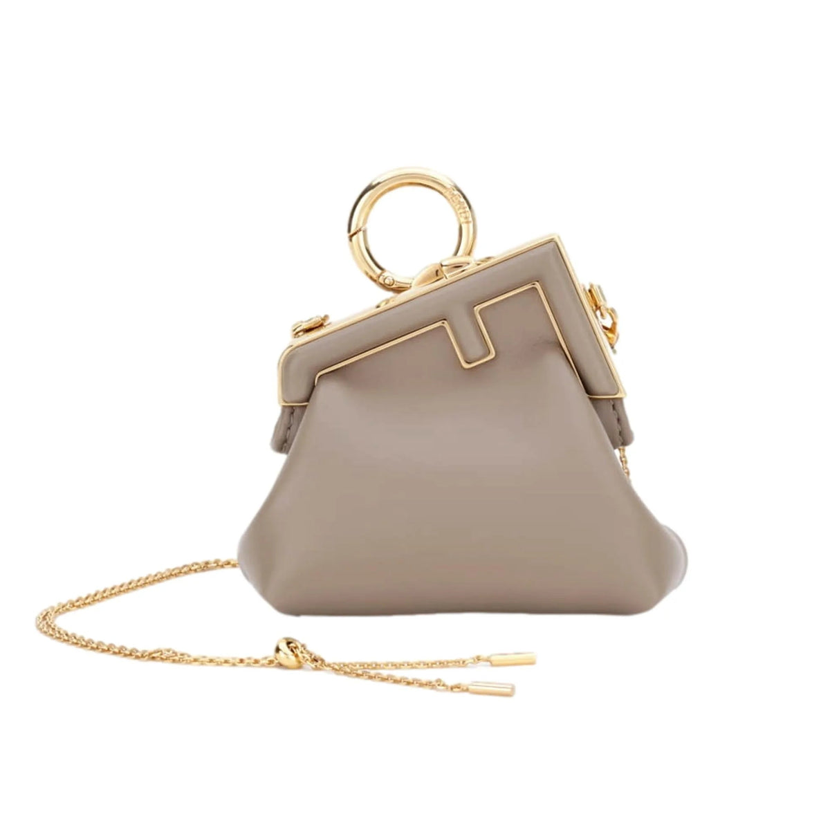 Fendi First Tortora Gray Leather Nano Micro Charm Pouch Bag - Handbags - Clayton's Online Store