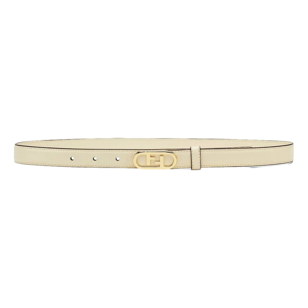 Fendi O'Lock Ivory Leather Skinny Belt Size 90