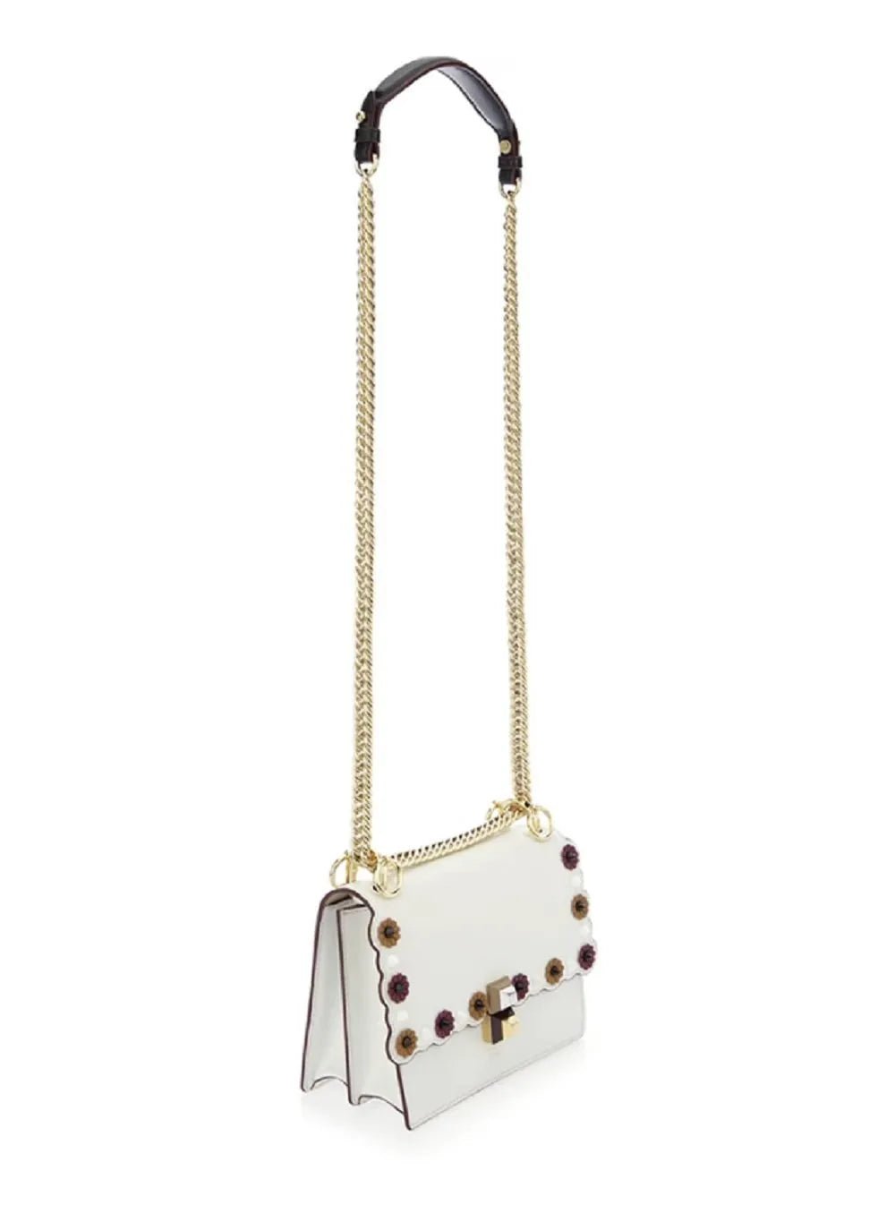 Fendi Kan I White Multi Color Flowers Leather Chain Bag - Handbags - Clayton's Online Store