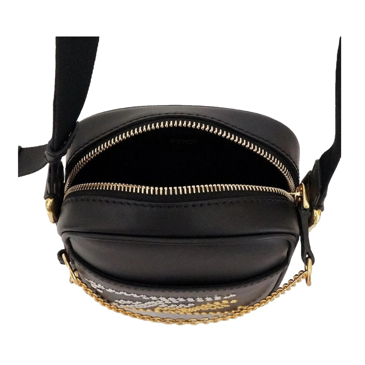 Fendi Karligraphy Studded Black Leather Small Crossbody Bag - Handbags - Clayton's Online Store