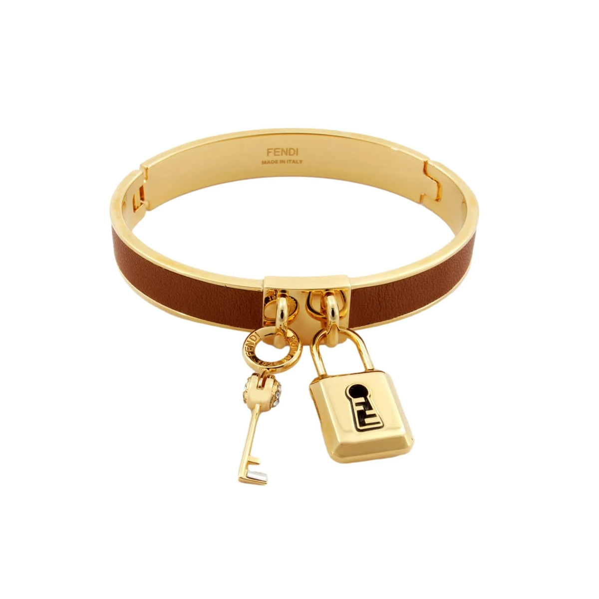 Fendi Master Key Brandy Leather Gold Medium Bracelet - Jewelry - Clayton's Online Store