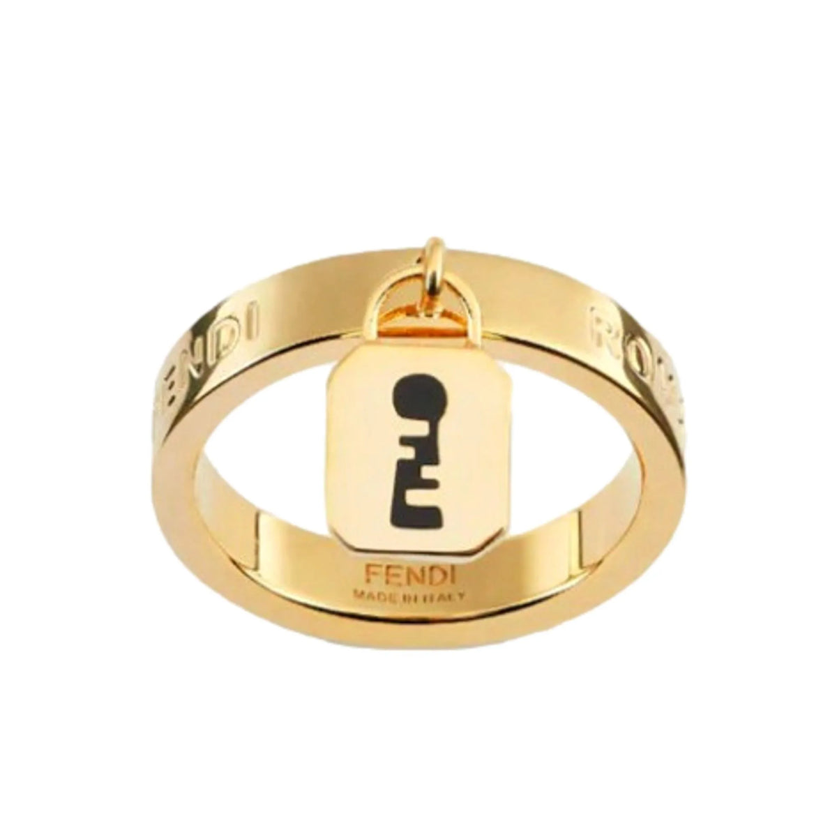 Fendi Master Key Pendant Gold Finish Metal Large Fashion Ring