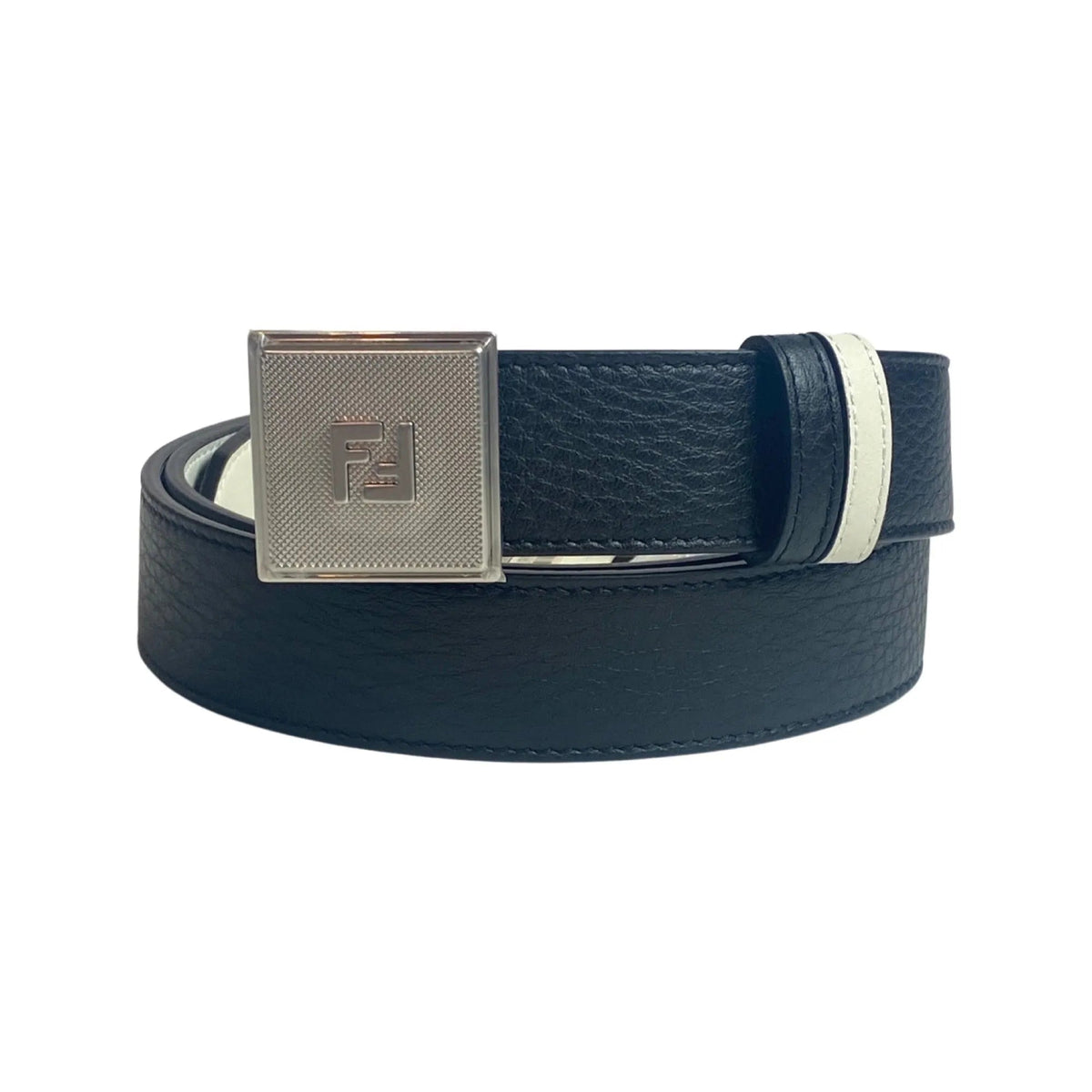 Fendi Mens Black White Reversible Grained Leather Belt 105 - Belts - Clayton's Online Store