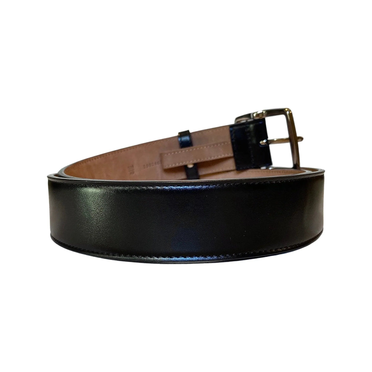 Fendi Mens Silver Buckle Smooth Black Calf Leather Belt 105 - Belts - Clayton's Online Store