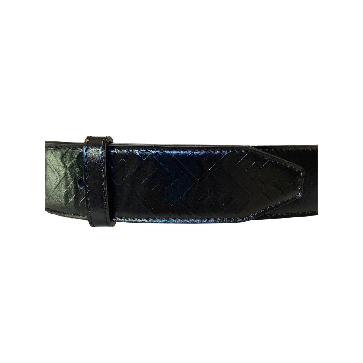 Fendi Mens Silver Buckle Smooth Black Calf Leather Belt 105 - Belts - Clayton's Online Store