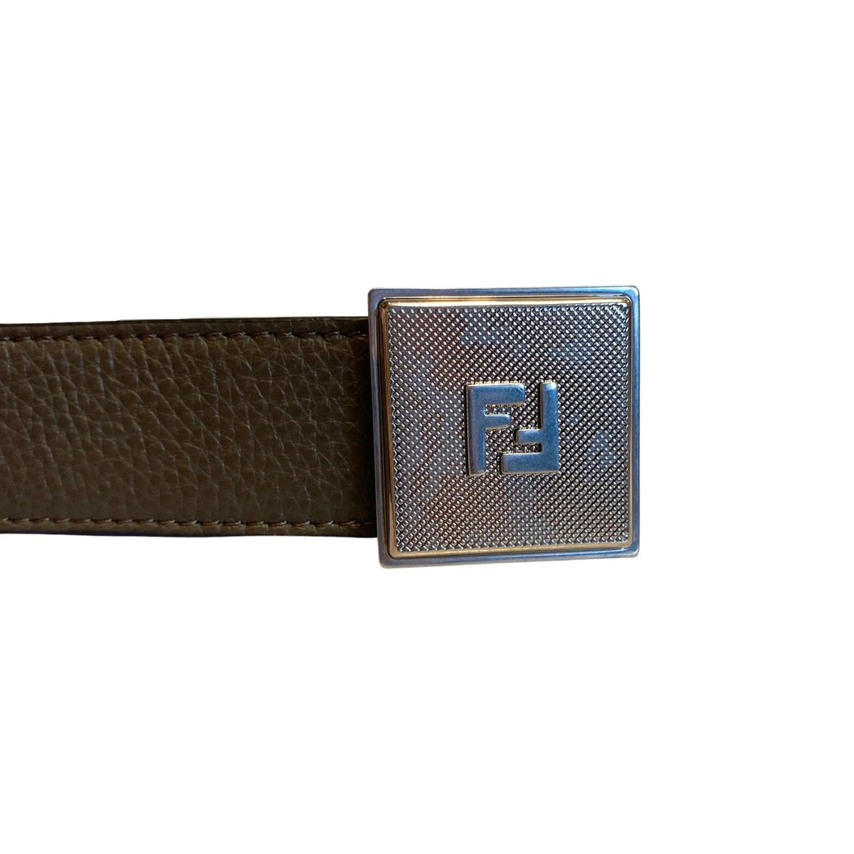 Fendi Mens Yellow Brown Reversible Grained Leather Belt 100 - Belts - Clayton's Online Store