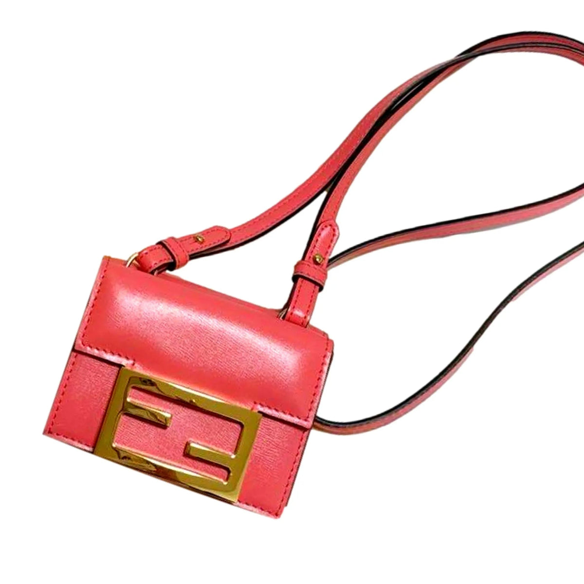 Fendi Micro Baguette Trifold Wallet Crossbody Bag Dalia Pink Leather - Handbags - Clayton's Online Store