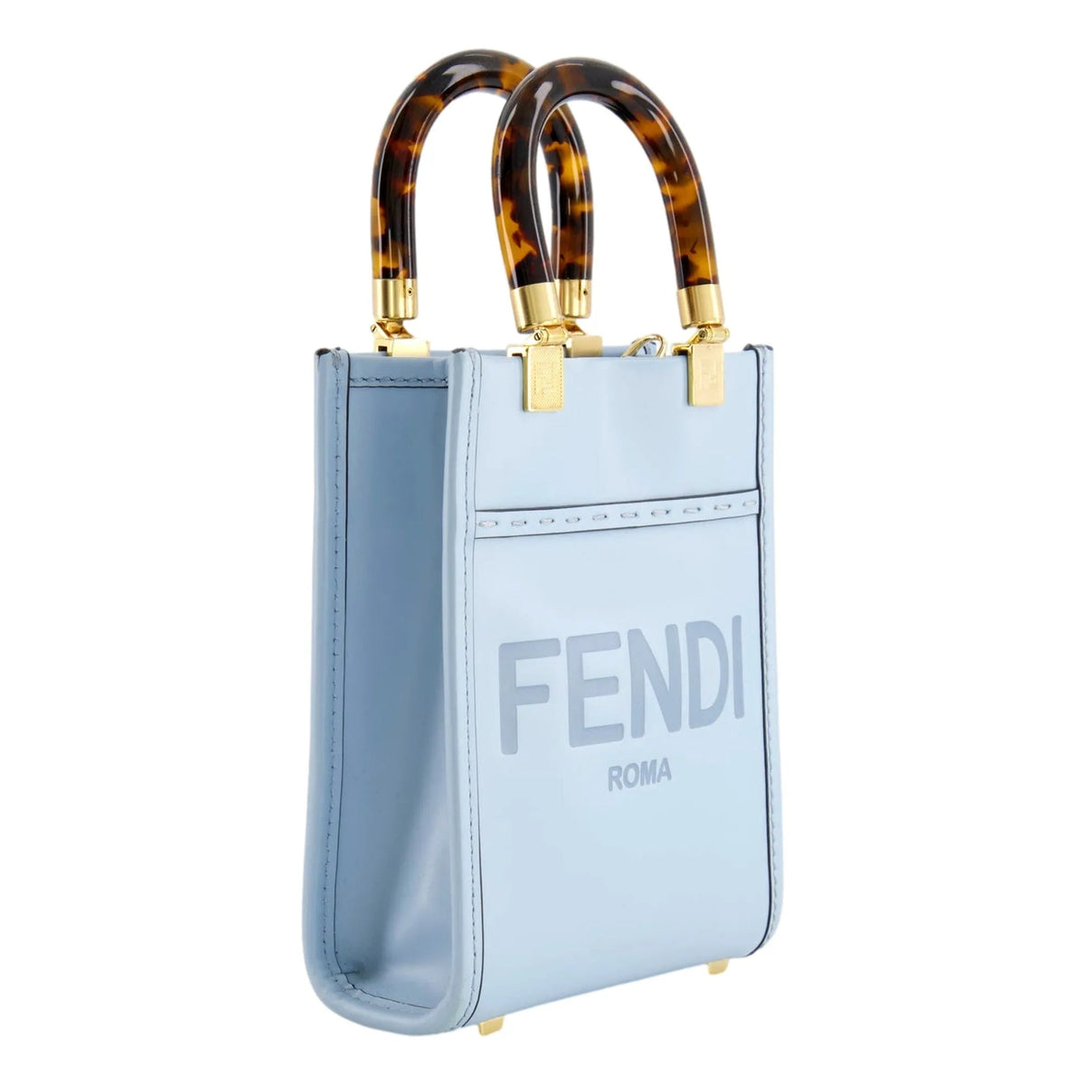 Fendi Mini Sunshine Shopper Tote Crossbody Bag 2Way Baby Blue Leather - Handbags - Clayton's Online Store