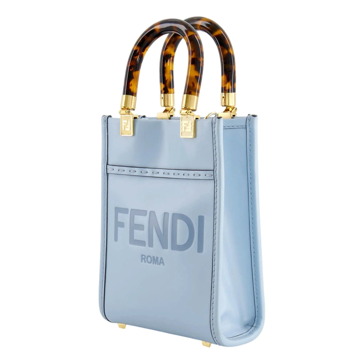 Fendi Mini Sunshine Shopper Tote Crossbody Bag 2Way Baby Blue Leather - Handbags - Clayton's Online Store