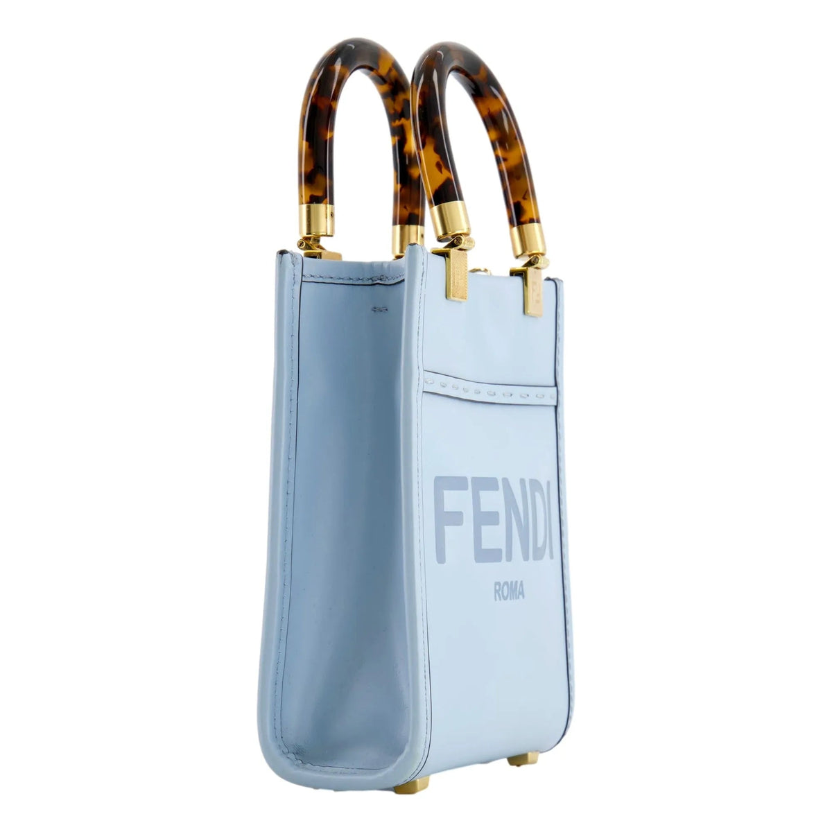 Fendi Mini Sunshine Shopper Tote Crossbody Bag 2Way Baby Blue Leather - Handbags - Clayton's Online Store