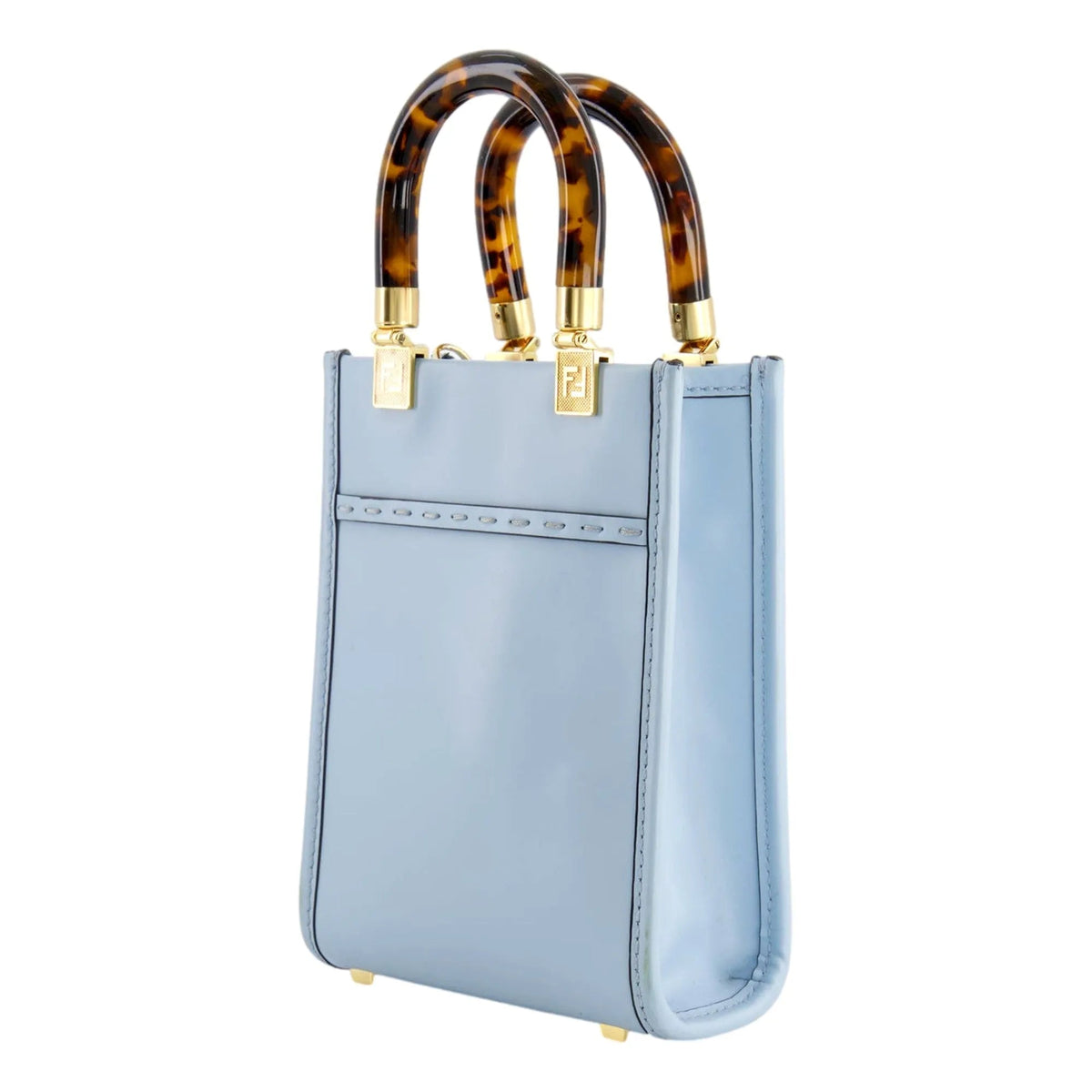 Fendi Mini Sunshine Shopper Tote Crossbody Bag 2Way Baby Blue Leather - Handbags - Clayton's Online Store