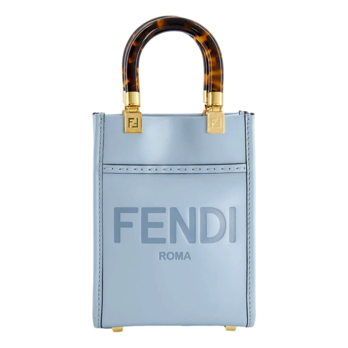 Fendi Mini Sunshine Shopper Tote Crossbody Bag 2Way Baby Blue Leather - Handbags - Clayton's Online Store