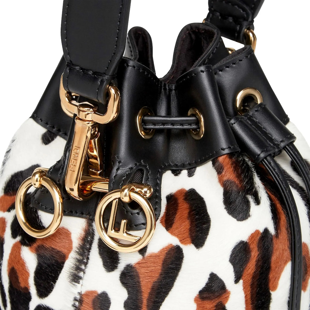 Fendi Mon Tresor Animal Print Sheepskin Mini Crossbody Bucket Bag