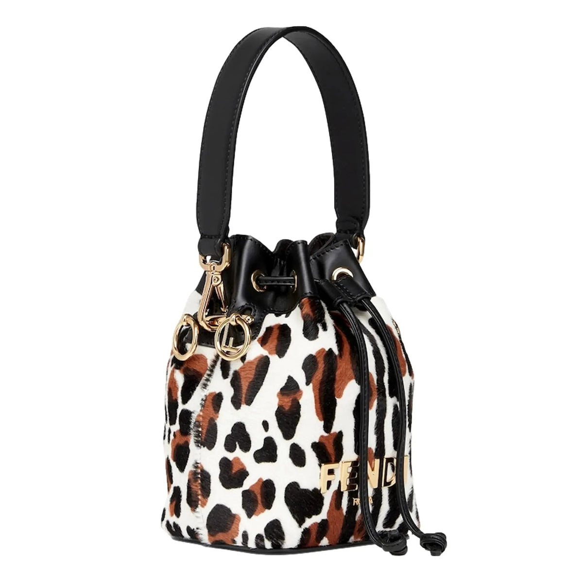 Fendi Mon Tresor Animal Print Sheepskin Mini Crossbody Bucket Bag - Handbags - Clayton's Online Store