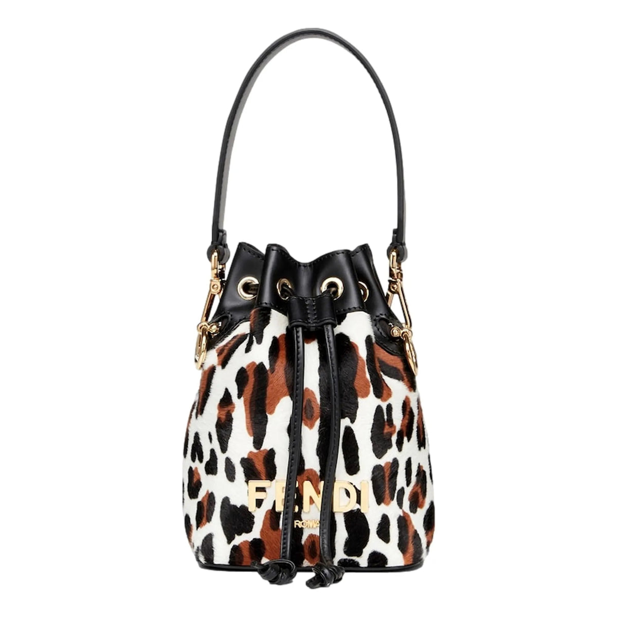 Fendi Mon Tresor Animal Print Sheepskin Mini Crossbody Bucket Bag - Handbags - Clayton's Online Store