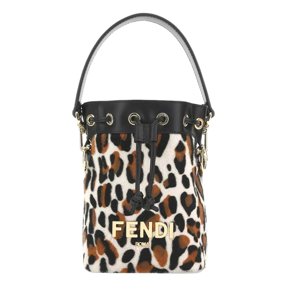 Fendi Mon Tresor Animal Print Sheepskin Mini Crossbody Bucket Bag - Handbags - Clayton's Online Store