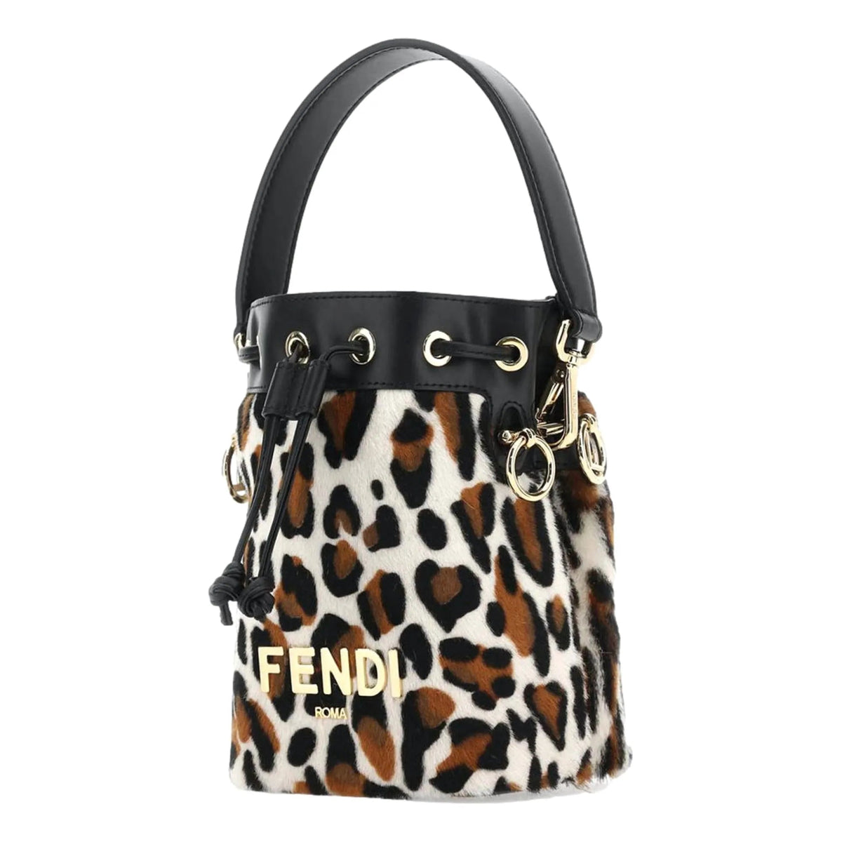 Fendi Mon Tresor Animal Print Sheepskin Mini Crossbody Bucket Bag - Handbags - Clayton's Online Store