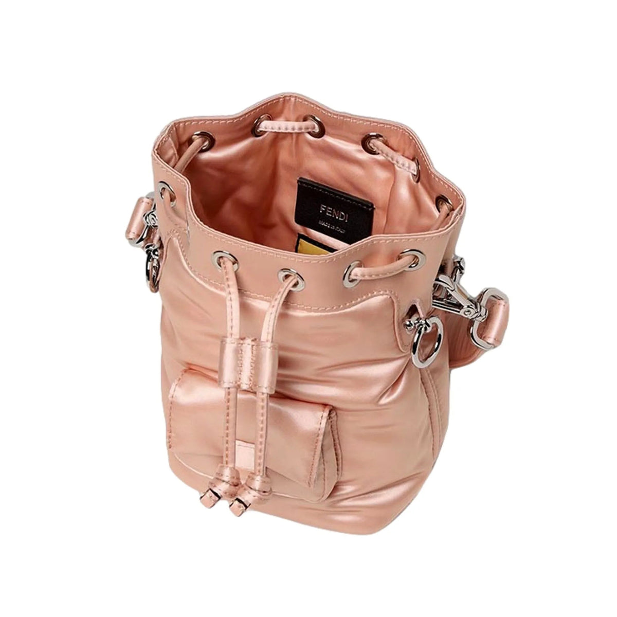 Fendi Mon Tresor Baguette Baby Pink Nylon Bucket Mini Crossbody Bag - Handbags - Clayton's Online Store