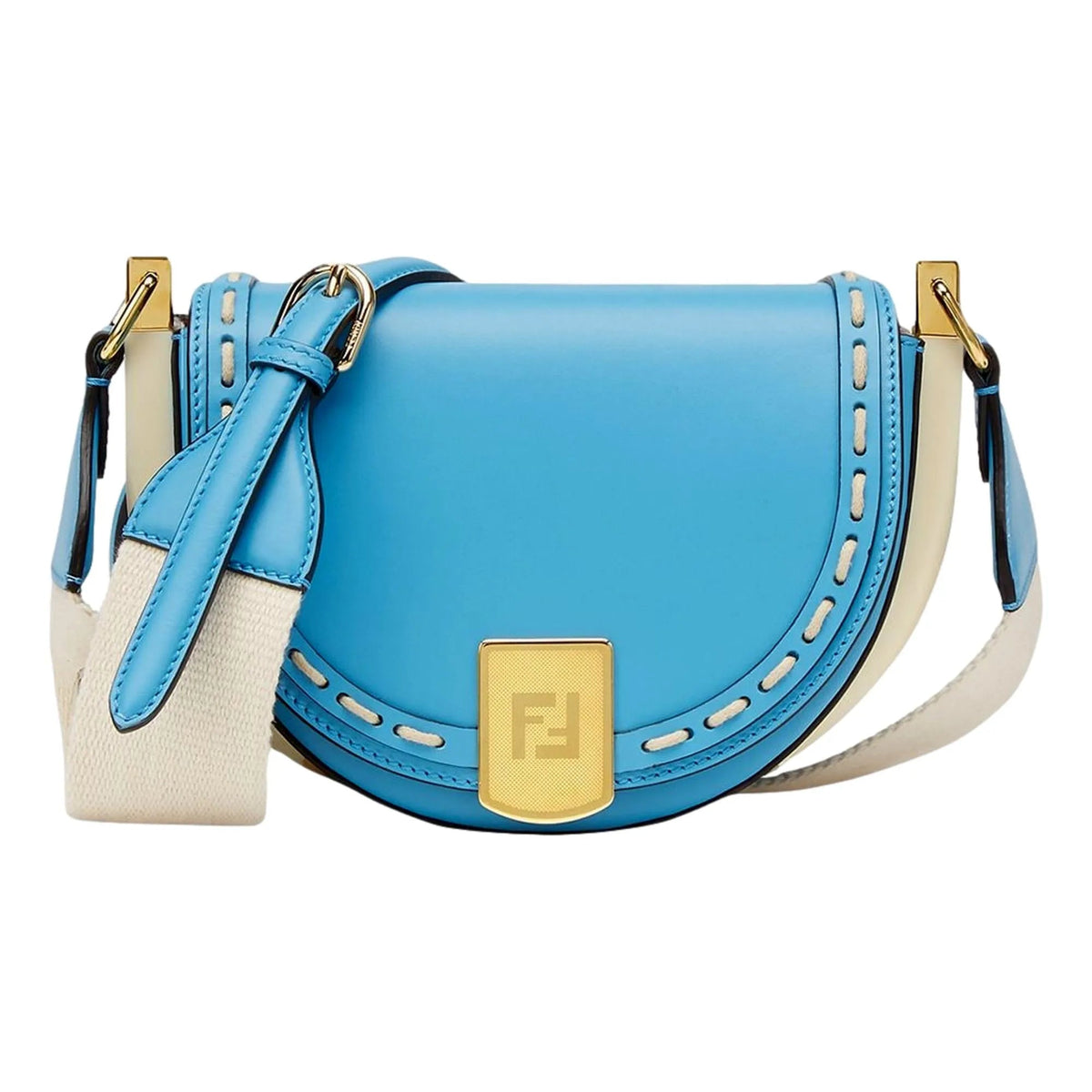 Fendi Moonlight Cyber Blue Leather Satchel Crossbody Bag - Handbags - Clayton's Online Store