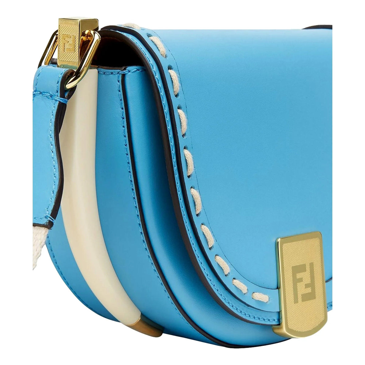 Fendi Moonlight Cyber Blue Leather Satchel Crossbody Bag - Handbags - Clayton's Online Store