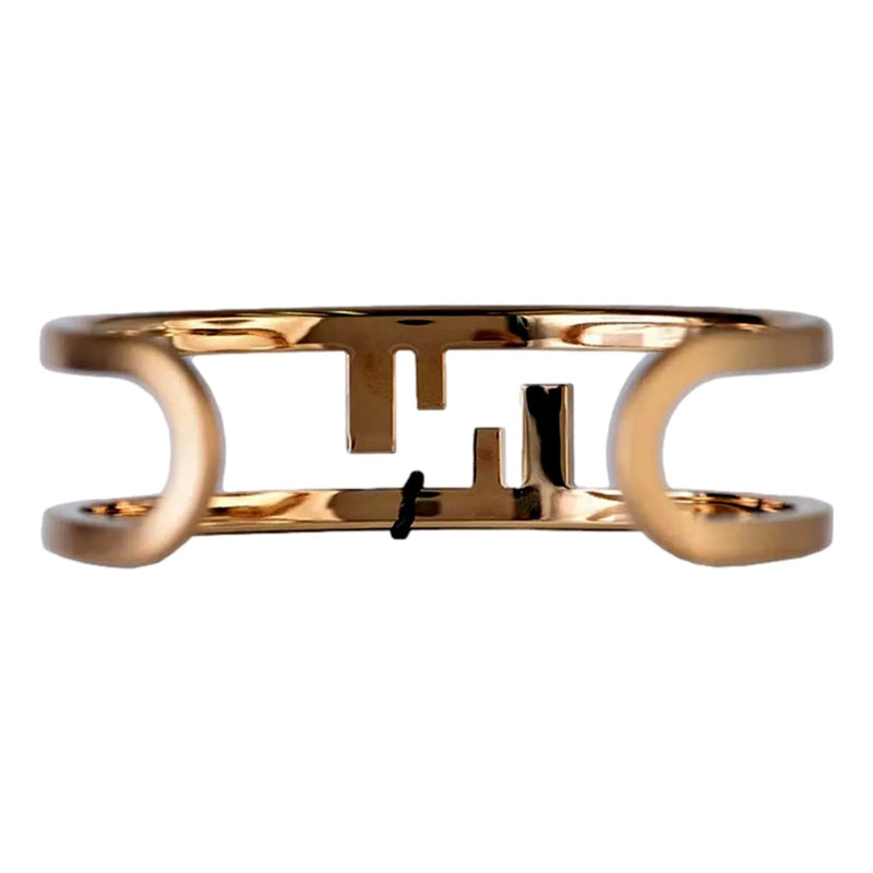 Fendi O'Lock Women's Gold Finish Metal Medium Cuff Bracelet