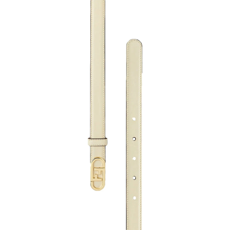 Fendi O'Lock Ivory Leather Skinny Belt Size 90 - Belts - Clayton's Online Store