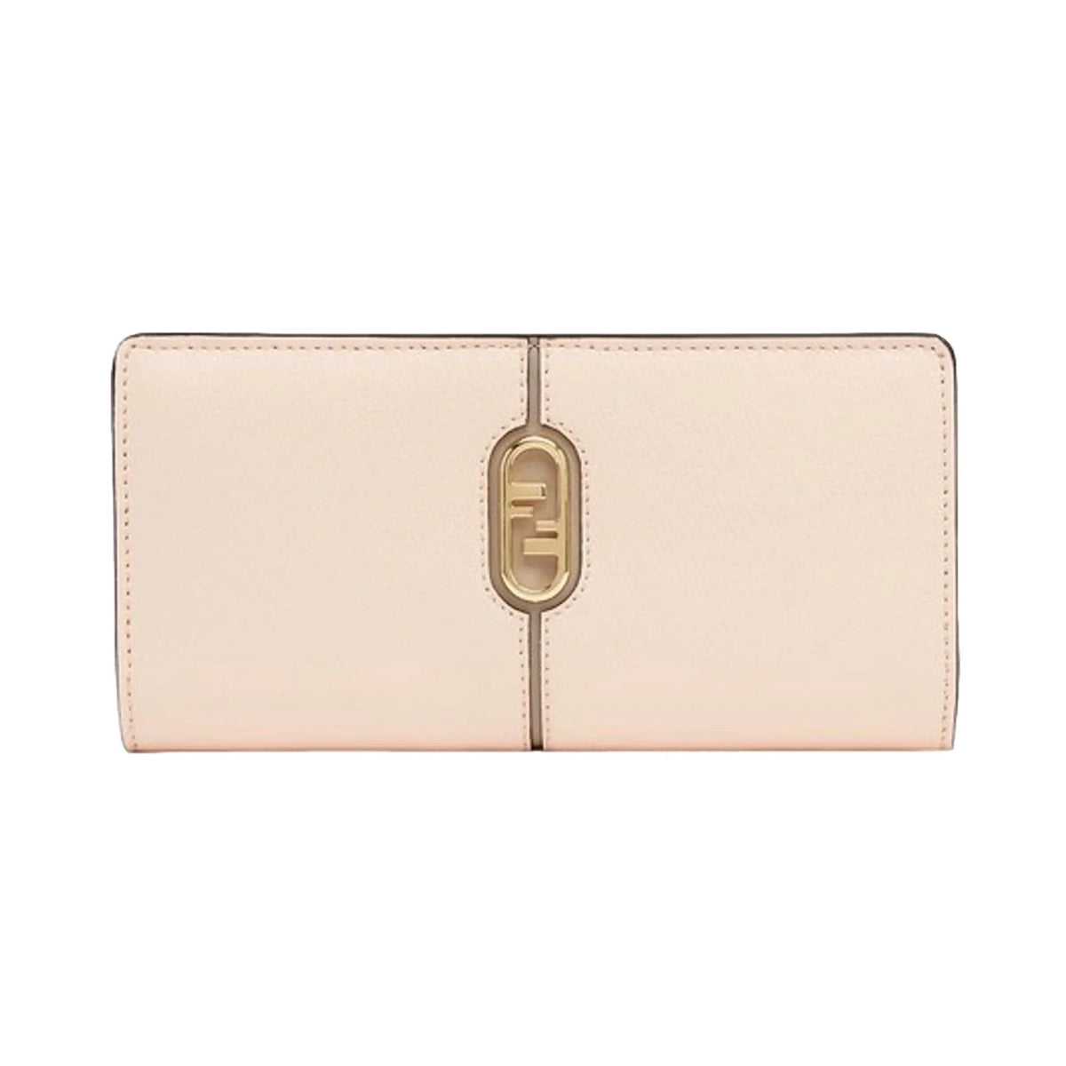 Fendi O'Lock Rose Pink and Tortora Gray Calf Leather Snap Continental Wallet - Wallets - Clayton's Online Store