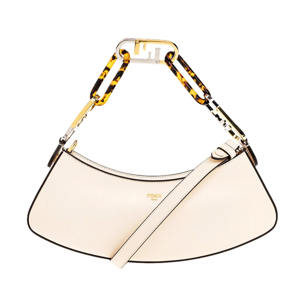 Fendi O'Lock Swing Ivory Calfskin Leather Shoulder Bag - Handbags - Clayton's Online Store