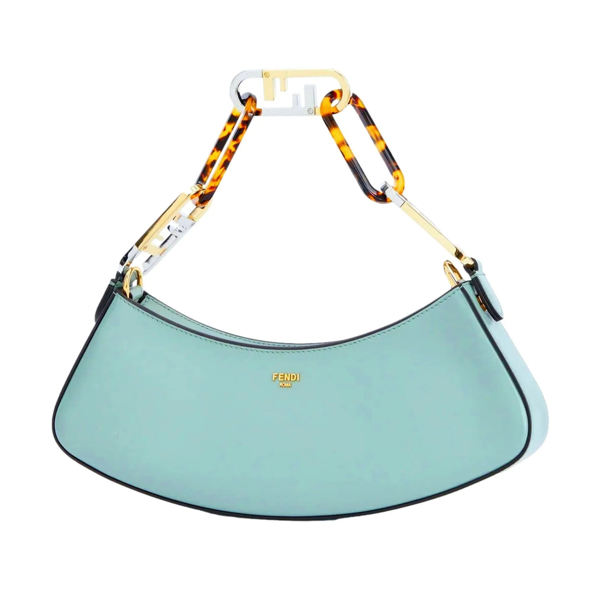 Fendi O'Lock Swing Tiffany Blue Calf Leather Small Hobo Shoulder Bag - Handbags - Clayton's Online Store