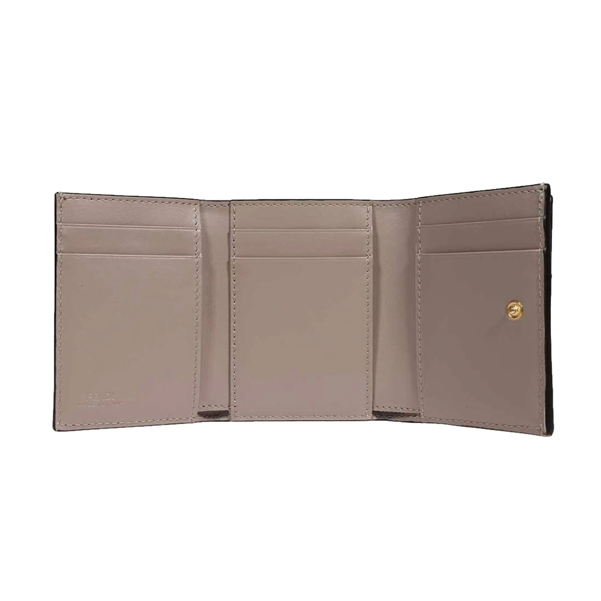 Fendi O'Lock Wallet Micro Trifold Rose Pink Tortora Gray Calf Leather - Wallets - Clayton's Online Store