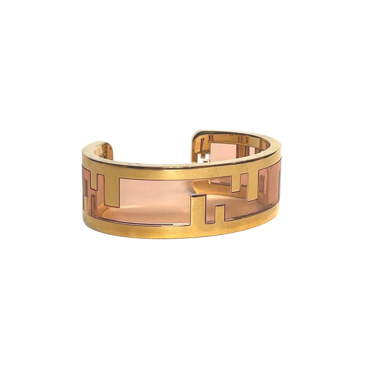 Fendi O'Lock Womens Gold Metal and Dust Pink Plexiglass Small Bracelet - Jewelry - Clayton's Online Store