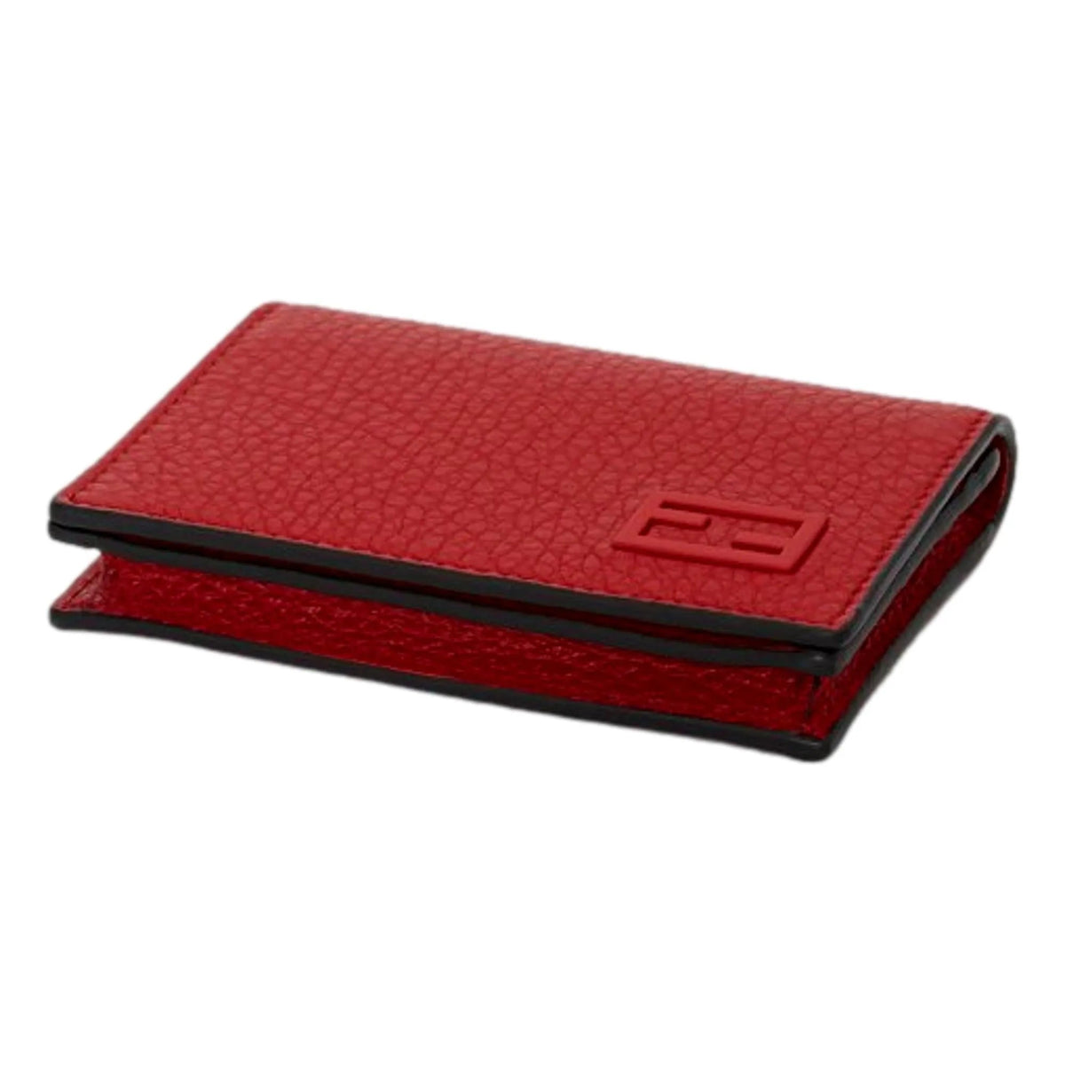 Fendi Red Grained Leather Baguette Logo Card Case Wallet - Wallets - Clayton's Online Store