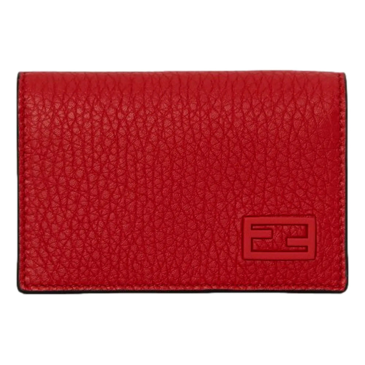 Fendi Red Grained Leather Baguette Logo Card Case Wallet - Wallets - Clayton's Online Store