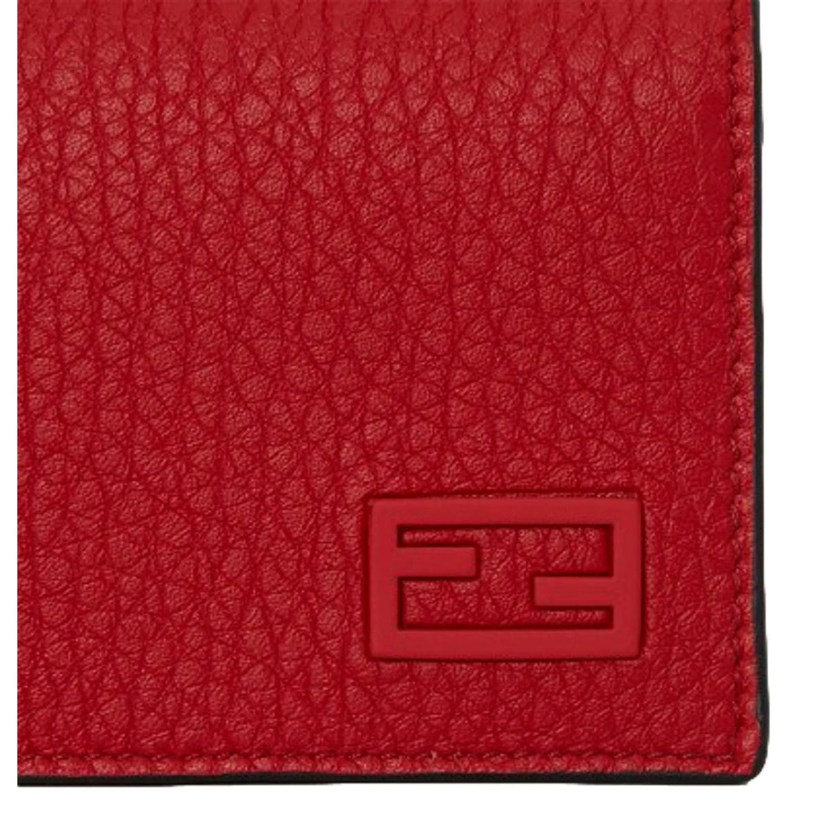 Fendi Red Grained Leather Baguette Logo Card Case Wallet - Wallets - Clayton's Online Store