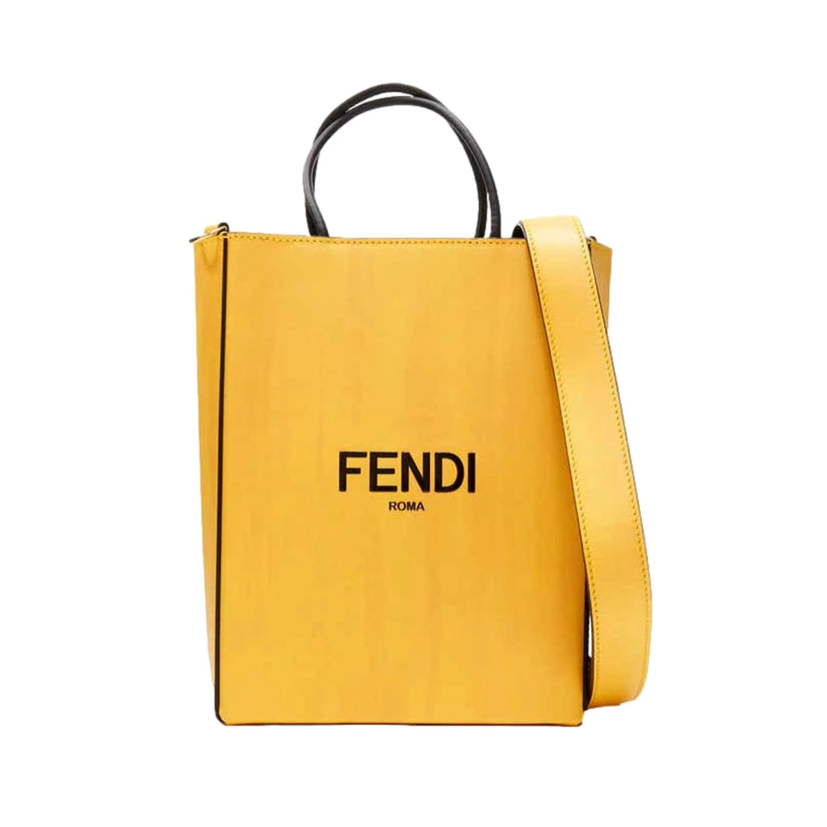 Fendi Roma 2Way Embossed Yellow Leather Crossbody Shopping Tote Bag - Handbags - Clayton's Online Store