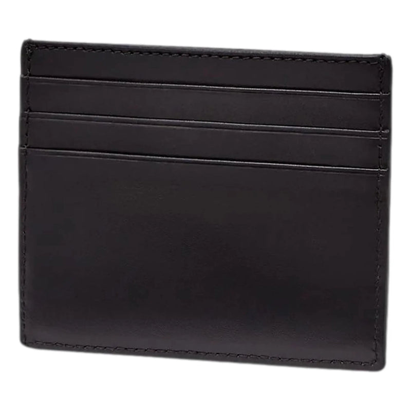 Fendi Roma Black Calfskin Leather Embossed Logo Card Case Wallet