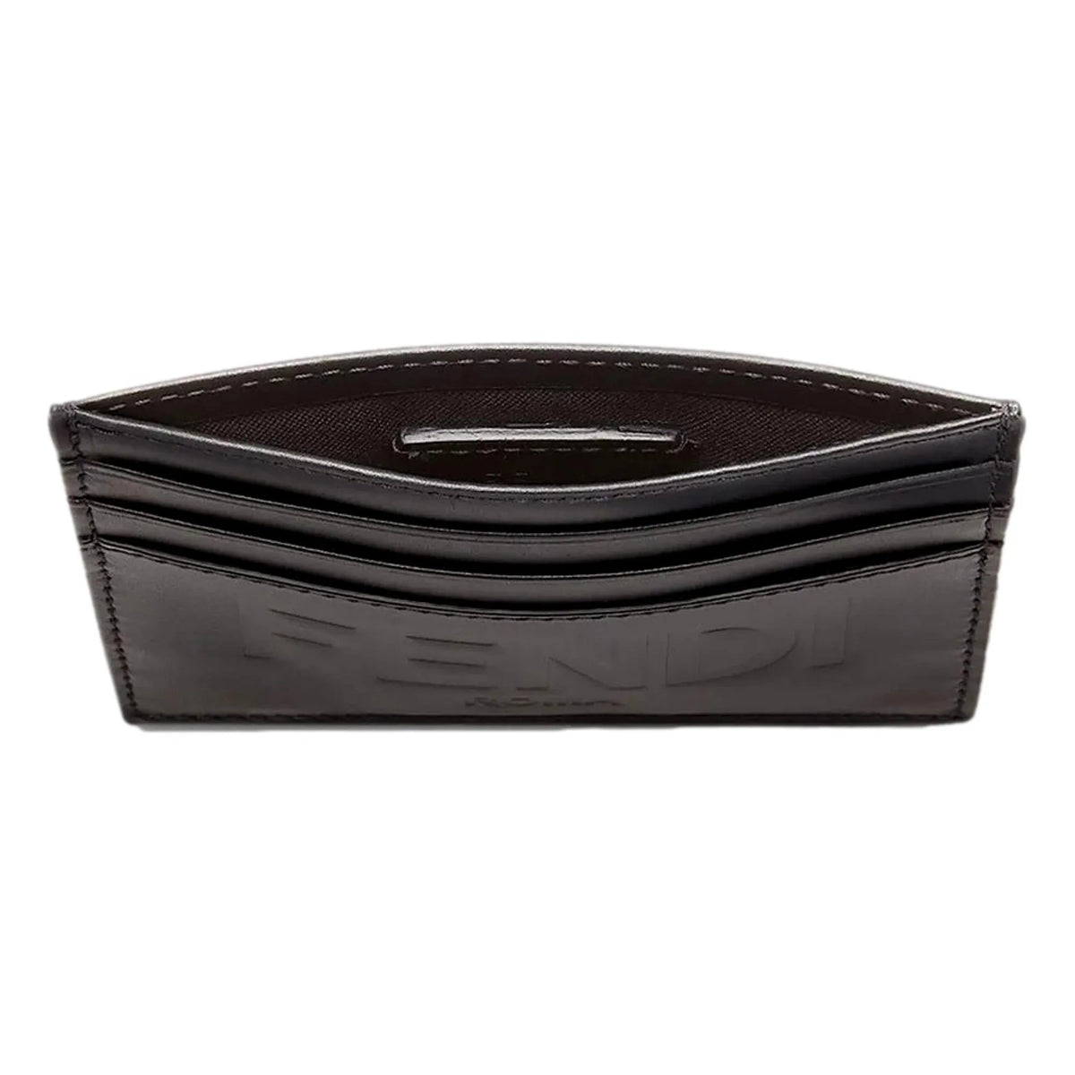 Fendi Roma Black Calfskin Leather Embossed Logo Card Case Wallet - Wallets - Clayton's Online Store