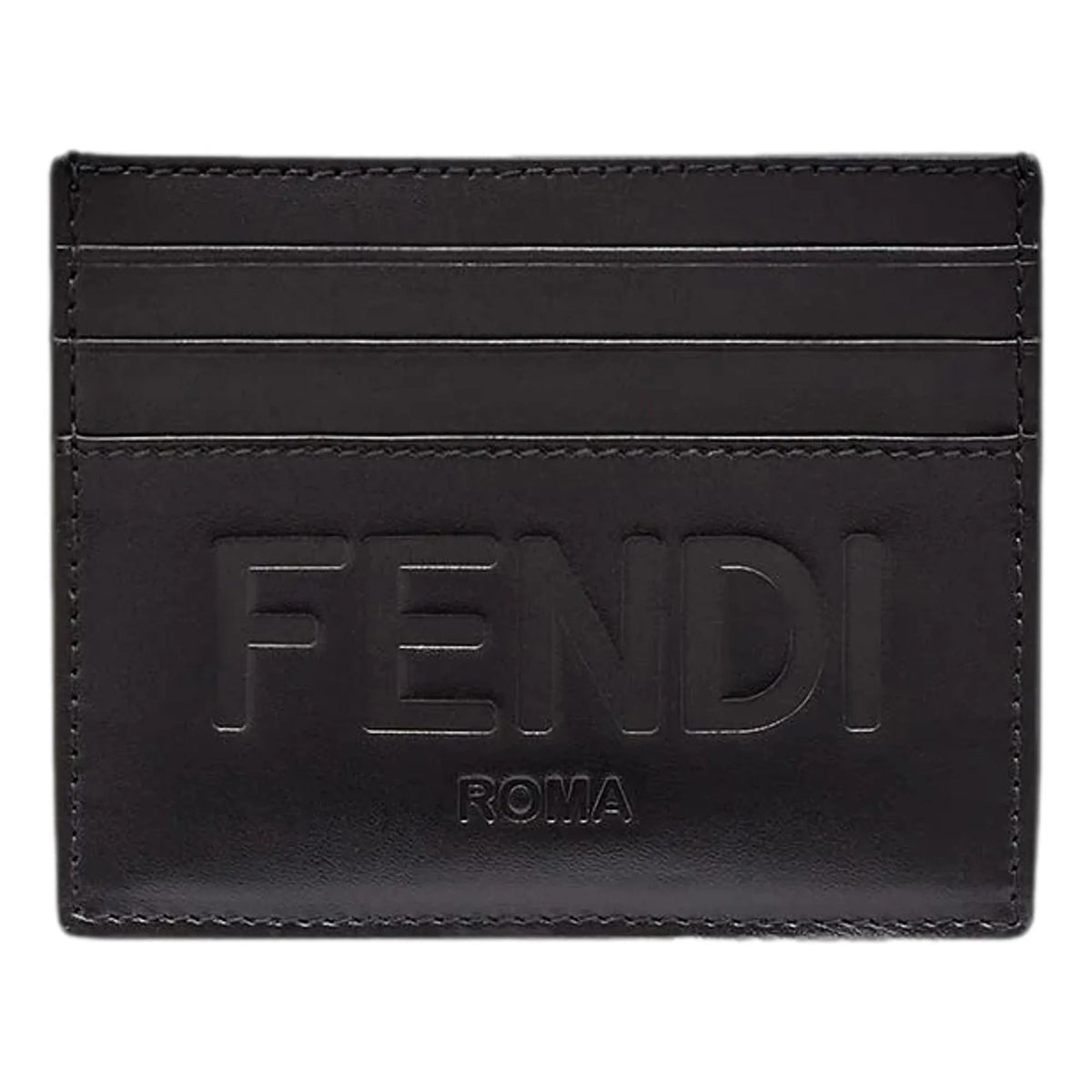 Fendi Roma Black Calfskin Leather Embossed Logo Card Case Wallet - Wallets - Clayton's Online Store