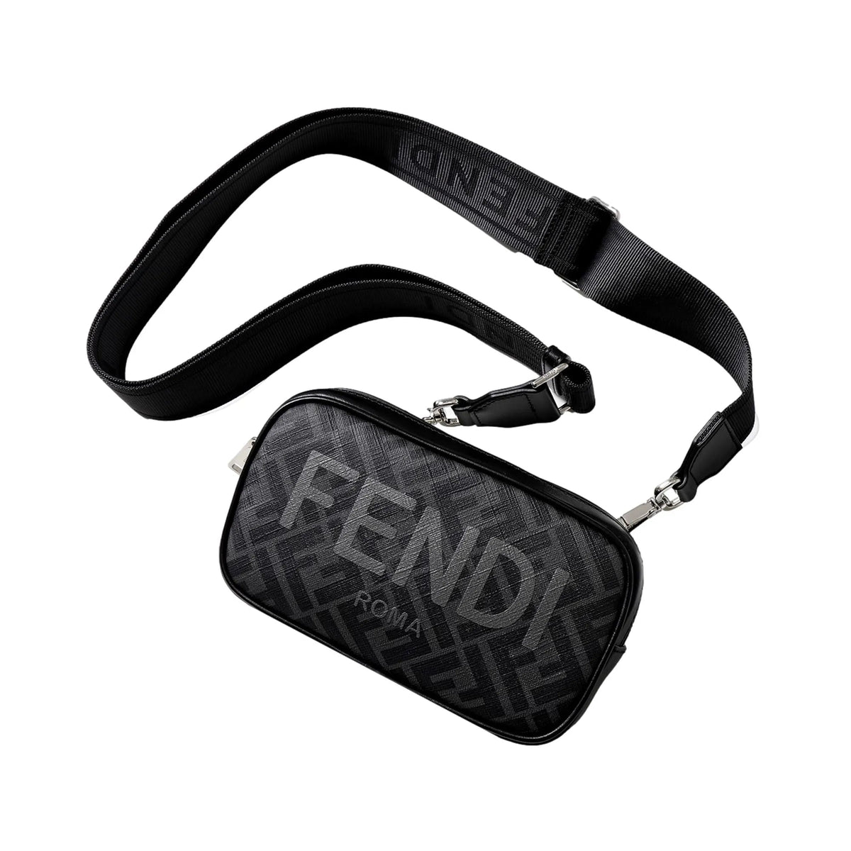 Fendi Roma Black Zucca Canvas Mini Camera Crossbody Bag - Handbags - Clayton's Online Store