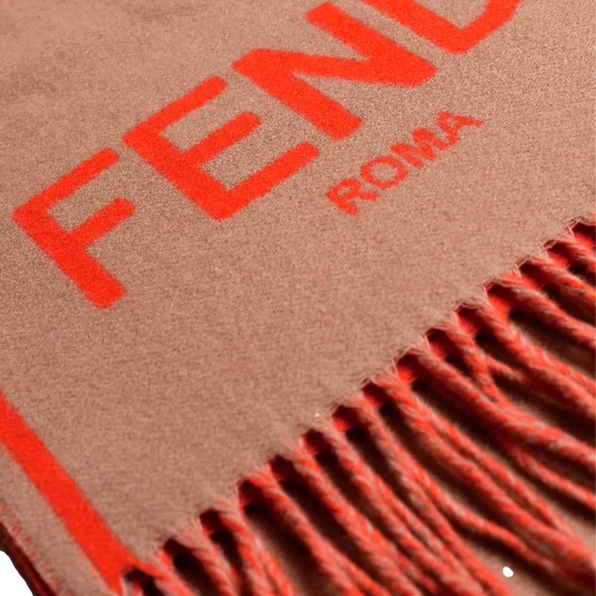 Fendi Roma Cashmere Scarf Beige Orange Logo - Scarves and Shawls - Clayton's Online Store