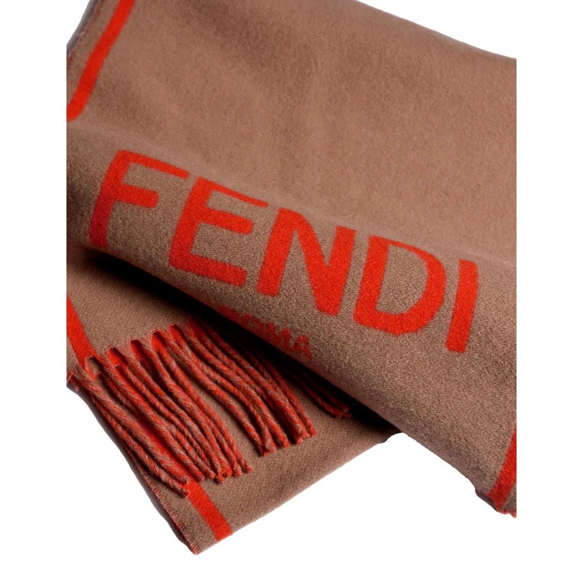 Fendi Roma Cashmere Scarf Beige Orange Logo - Scarves and Shawls - Clayton's Online Store