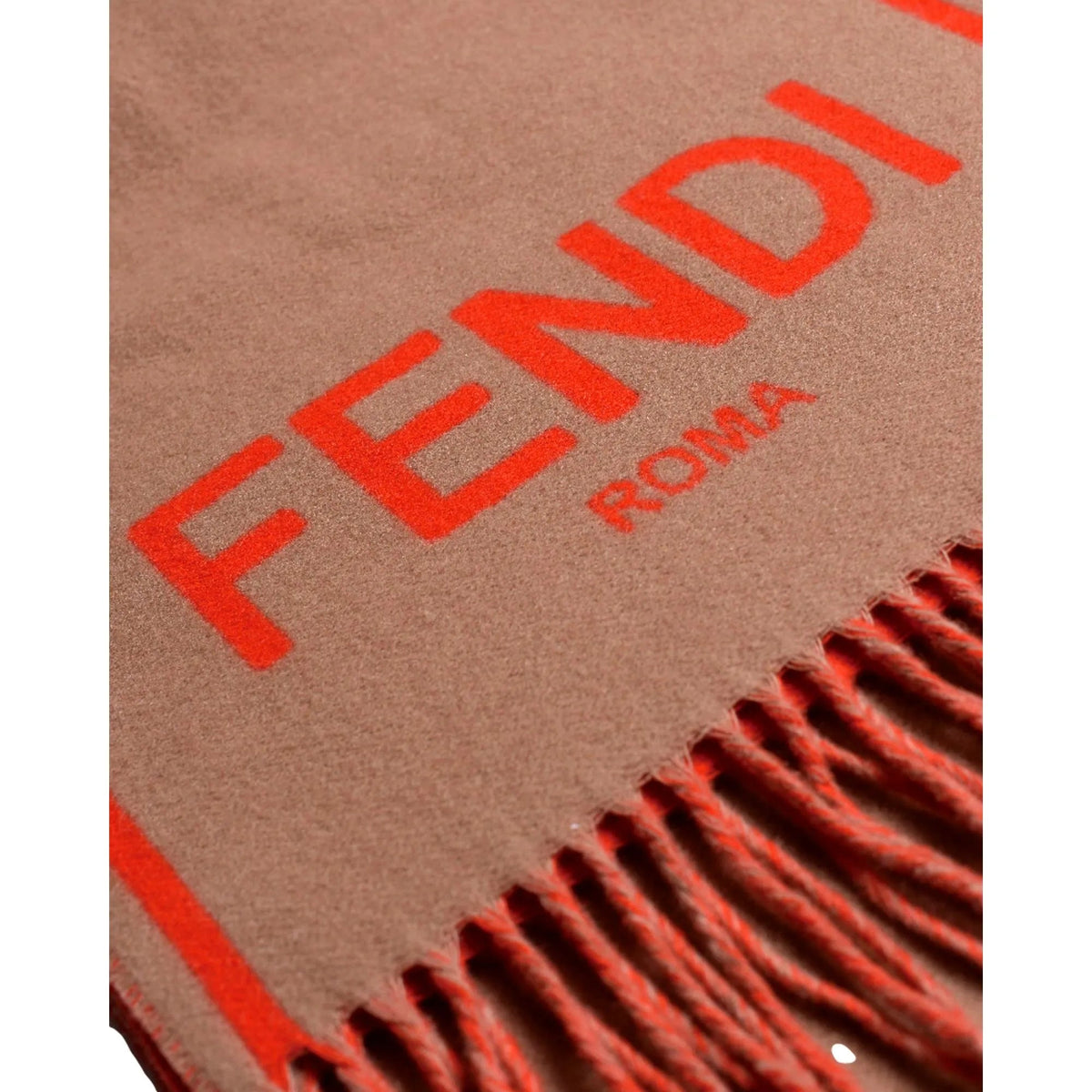 Fendi Roma Cashmere Scarf Beige Orange Logo - Scarves and Shawls - Clayton's Online Store