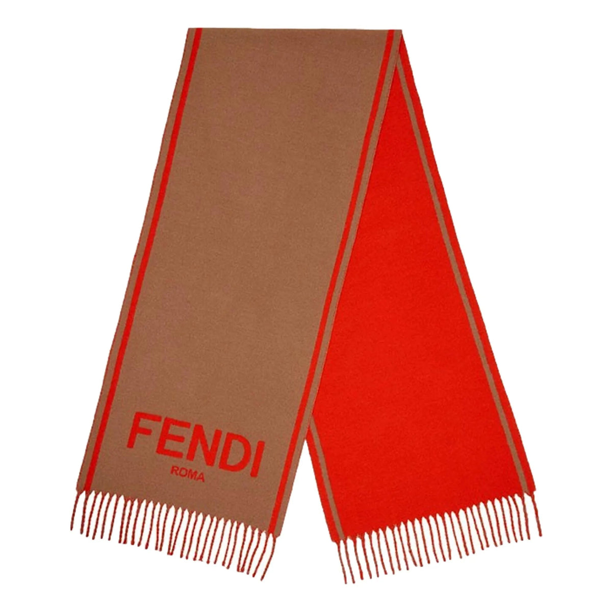 Fendi Roma Cashmere Scarf Beige Orange Logo - Scarves and Shawls - Clayton's Online Store