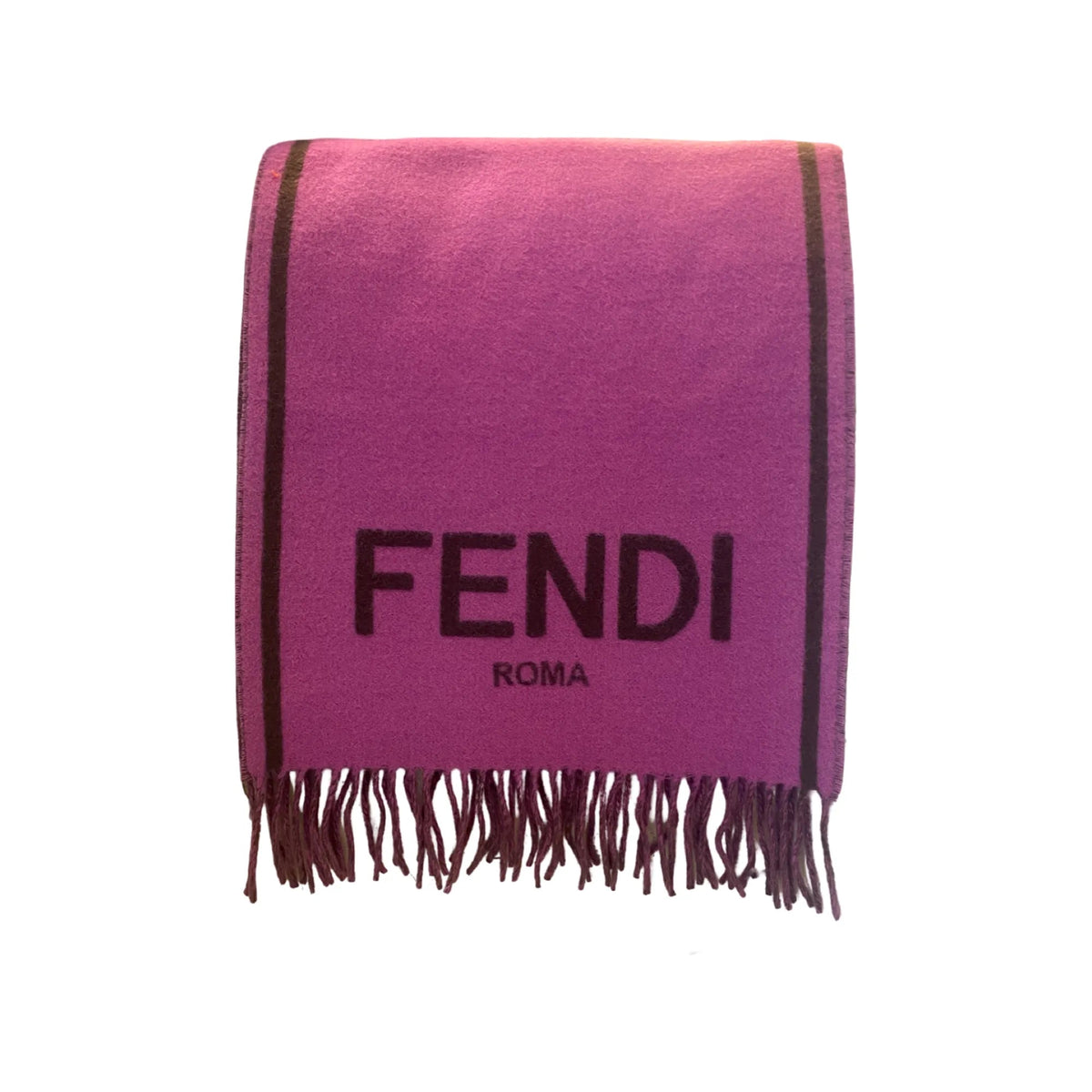 Fendi Roma Cashmere Scarf Purple Grey Logo - Scarves and Shawls - Clayton's Online Store