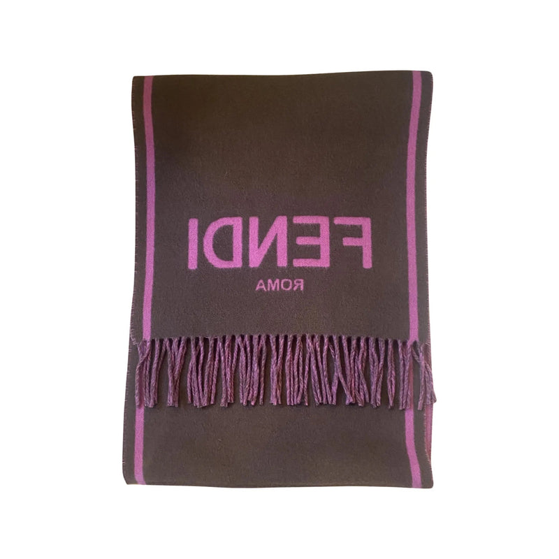 Fendi Roma Cashmere Scarf Purple Grey Logo - Scarves and Shawls - Clayton's Online Store