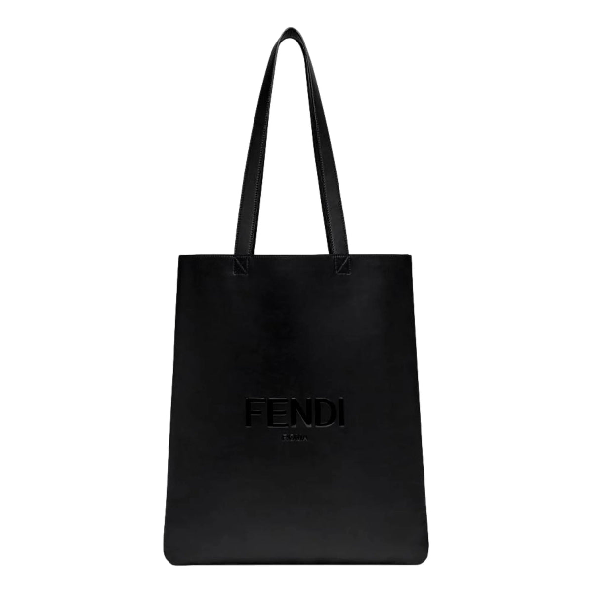 Fendi Roma Embossed Logo Black Calf Leather Large Shopping Tote Bag - Handbags - Clayton's Online Store